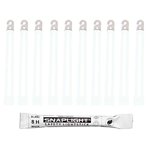 Cyalume SnapLight Knicklichter in weiß (10-er Pack) - 15 cm Glow Sticks mit Haken am Ende - ultra helle Light Sticks mit einer Leuchtdauer von 8 Stunden von Cyalume