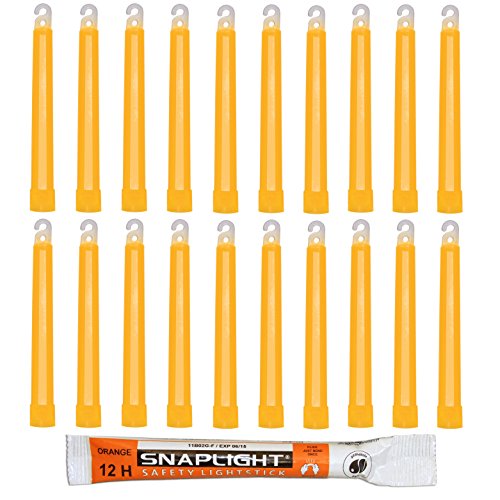Cyalume SnapLight Knicklichter in Orange (20-er Pack) - 15 cm Glow Sticks mit Haken am Ende - ultra helle Light Sticks mit einer Leuchtdauer von 12 Stunden,Orange x20 von Cyalume