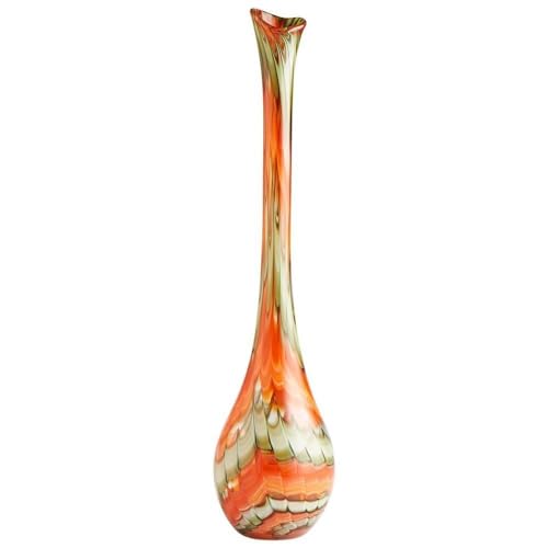 Cyan Design 07796 Atu Vase, Glas, Orange/Abendrot im Zickzackmuster (Sunset Chevron), Large von Cyan Design