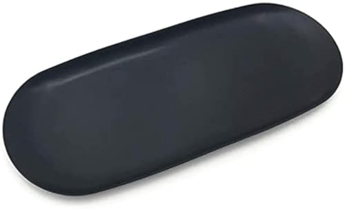 Cyancld Tablett Oval Serviertabletts, Metall Edelstahl Aufbewahrung Tablett Platte für Handtuch, Schmuck, Kerzenständer, Kosmetik, Dessert oder Tee (Schwarze, 23 X 9.5cm) von Cyancld