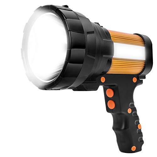 Cybbo LED Handscheinwerfer, Taschenlampe Wiederaufladbar 6500K Super Hell Handlampe IPX4 Wasserdicht 9600mAh Suchscheinwerfer 6 Modi Fernlicht Tragbarer Notfall Laterne für Camping Outdoor Wandern von Cybbo