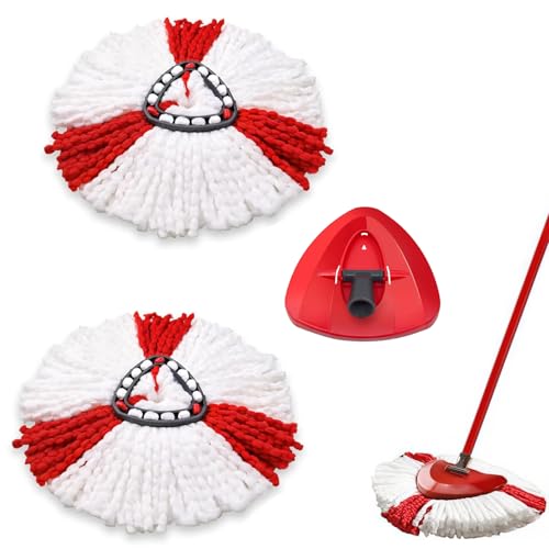 Ersatzkopf für Vileda Wischmopp, 2 Spin Mop Wischer Ersatz und 1 Mopp Basis für Vileda Turbo 2in1 Mop, Mikrofaser Wischmob Ersatzmop Moppköpfe für EasyWring&Clean Bodenwischer Ersatzbezug von CybozXtreme