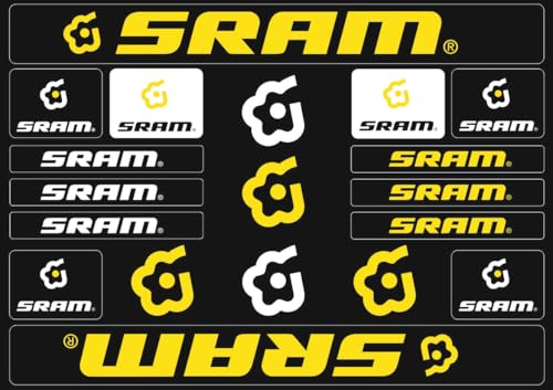Fahrrad Ersatz Aufkleber Set Selbstklebende Vinyl Aufkleber Kompatibel für Sram Frames Gelb (matt) von CycleShop