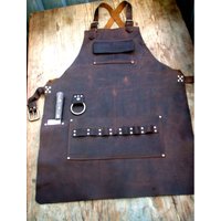 Koch Schürze Aus Leder Mit Messer-Scheide Taschen von CyclonaDesigns