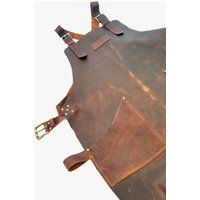 Leder-Arbeits-Schürze Mit Marken-Namensschild von CyclonaDesigns