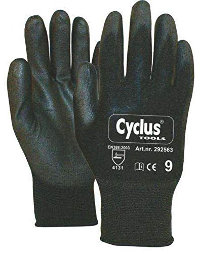 Cyclus Tools Werkstatthandschuhe aus PU-beschichtetem Nylon, Schwarz, 12 Paar, Größe XL von Cyclus Tools
