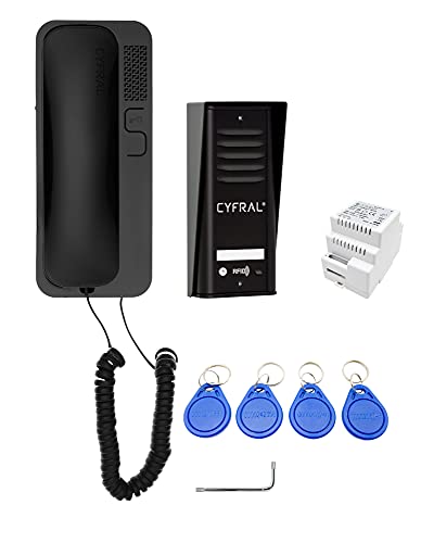 Cyfral Türsprechanlage Gegensprechanlage Cosmo R 1 mit 2-Draht-Anschluss, RFID Leser integriert, Set für eine Familie von Cyfral