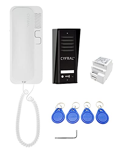 Cyfral Türsprechanlage Gegensprechanlage Cosmo R 1 mit 2-Draht-Anschluss, RFID Leser integriert, Set für eine Familie von Cyfral
