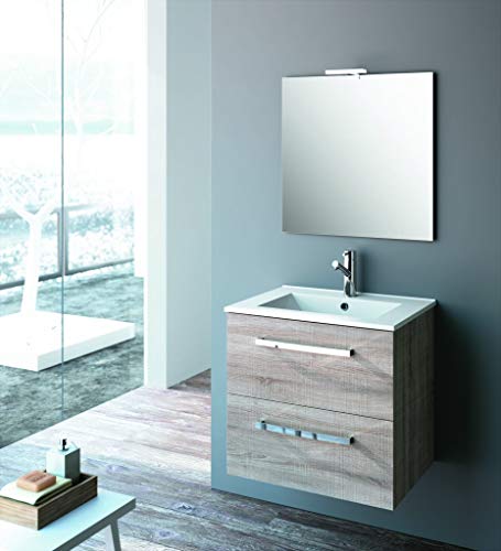 Cygnus Bath Hänge-WC Nevada Farbe Naturholz (nur Möbelstück), Spiegel und Wandleuchte Nicht enthalten. Maße für Waschbecken erforderlich 60 cm breit und 45 cm tief von Cygnus Bath