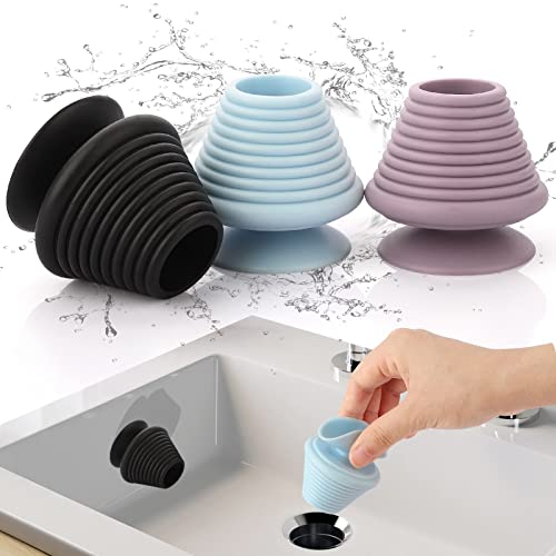 Cyiecweu 3er-Pack Badewannenstöpsel, Badezimmer Stöpsel für Spülbecken, Wellenförmiges Design für Durchmesser 2,5-5cm（1-2in.） Abflusslöcher, Universal Silikon Abflussstopfen mit Saugnapf Tragegriff von Cyiecweu
