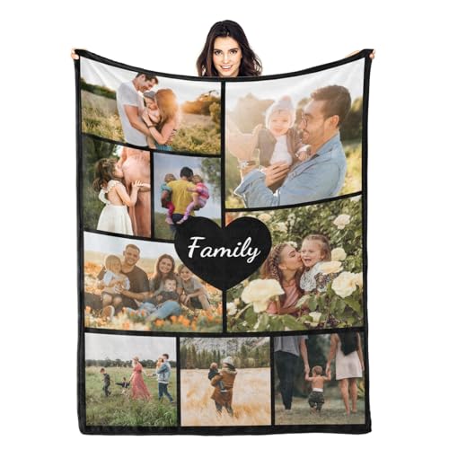 Cyiecweu Personalisierte Decke mit Foto und Text, Fotodecke mit Eigenem Foto, Personalisierte Kuscheldecke mit Foto, Personalisierte Weihnachts Geschenke für Frauen, Freundin, Mama, Papa150x200cm von Cyiecweu