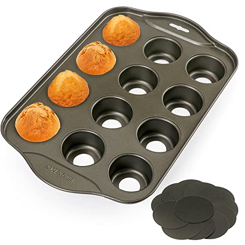 Cyimi Mini-Muffinform mit 12 Mulden mit abnehmbarem Boden, antihaftbeschichtete Cupcake-Formen zum Backen, Mini-Muffin-Käsekuchenform für Ofen, 12 Mulden, Premium-Kohlenstoffstahl, Backformen für von Cyimi