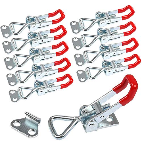 TONAUP Hebellatch, 10 Stück Spannverschluss, Hebel Verschluss Haltekapazität Türriegel Eckbefestigung Klein Kniehebelspanner Latch Button Toggle Latch 100kg, Rot von TONAUP
