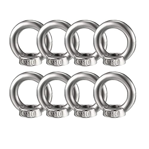 Cyleibe 8 Stück Ringmutter Edelstahl, M10 Ringmutter Ringschraube Ösenmutter Oesenschraube Augenmuttern Hardware Ringförmige Innengewinde-Befestigungsschraube für Seilmontage Hebezubehör Silber von Cyleibe