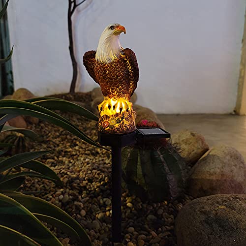 Cymwer 1/2 Stück Adler Figur Solar Pfahl Lichter, Solar Adler Garten Lichter Adler Boden Stecker Rasenlampe, wasserdichte Eule Form LED Solar Licht Adler Figur for Garten Rasen Terrasse Hof von Cymwer