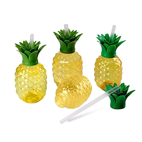 Cymwer 3/6 Stück 500 ml Trinkbecher in Ananas-/Erdbeerform mit Strohhalm, Partygeschenke (1 Ananas) von Cymwer