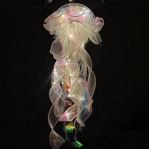 Cymwer Jellyfish Sleeping Warm Light Button Batterie hängende Deckenlaterne realistisch mit Band und Perlen for Kinderzimmer von Cymwer