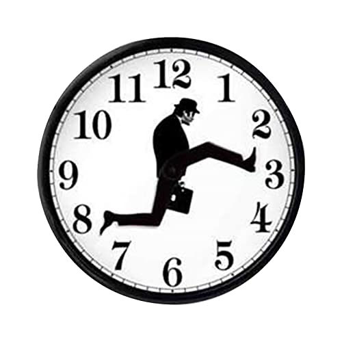 Ministry of Silly Walks Wanduhr, Silly Walk Wanduhr, lustige, runde Komödie Heimdekoration, geräuschlos, Nicht tickend, Schlafzimmeruhr, Uhr for Zimmer von Cymwer