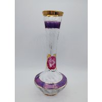 Vintage Enesco Klares Glas Handbemalt Lila Blumenknospen Vase von CynSellsVintage