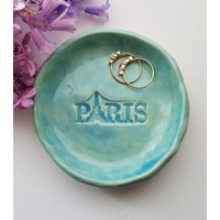 Ringschale Muttertag Geschenk Paris Trinket Schale Keramik Aqua Dish Schmuck Aufbewahrung Vorrätig Versandfertig von CynthiaJoyCeramics