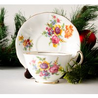 Adderley Teetasse Und Untertasse Herbstfarben 1960Er Jahre von CynthiasAttic