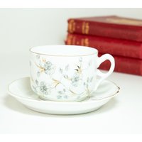 Demitasse Tasse Und Untertasse Hundeholz Blume Silber Gold von CynthiasAttic