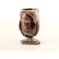 Schlackenglas Vase Lila Und Weiß Miniatur Geprägtes Blatt von CynthiasAttic