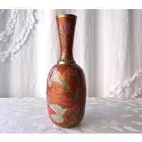 Vintage Cloisonne Messing Vase Blumen Motiv von CynthiasAttic