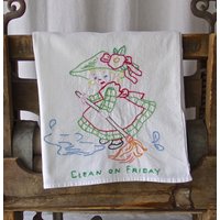Vintage Geschirrtuch Clean On Freitag Braut Geschenk von CynthiasAttic