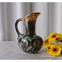 Vintage Krugvase Petrol Und Braun Mid-Century von CynthiasAttic
