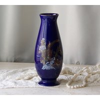 Vintage Porzellan Vase Kobalt Blau Oriental Decor von CynthiasAttic