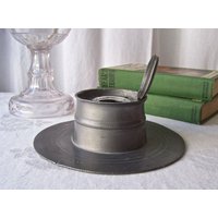 Vintage Tintentopf Pewter Inkwell England Mitte 1800Er Jahre von CynthiasAttic