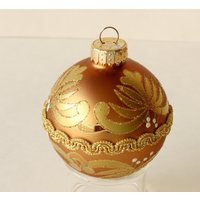 Weihnachtsschmuck Gold Glaskugel Glitzer von CynthiasAttic