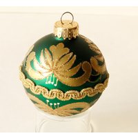 Weihnachtsschmuck Grün Und Goldglas Mit Gold Glitzer von CynthiasAttic