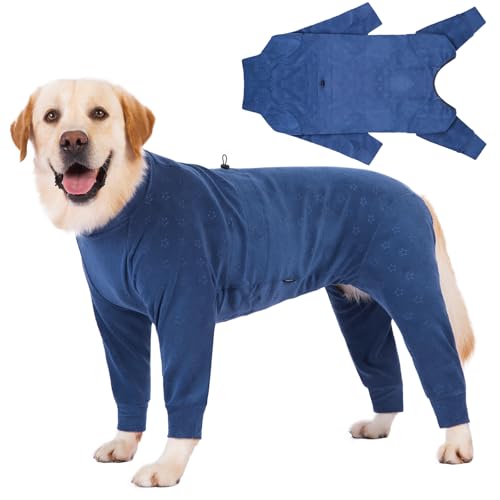Cyponpy Prägung Hundemantel Fleece Hundepullover Mit Beinen Winterjacke Warm Hundepyjama Hundebademantel Für Große Mittelgroße Hunde Wintermantel Hundejacke Hundepulli von Cyponpy