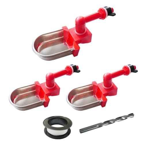 Metall Kaninchen Huhn Wasserbecher Huhn Wasserkocher DIY Kaninchen Huhn Klein Hamster Meerschweinchen Kaninchen (Rot, 3) von Cyrading