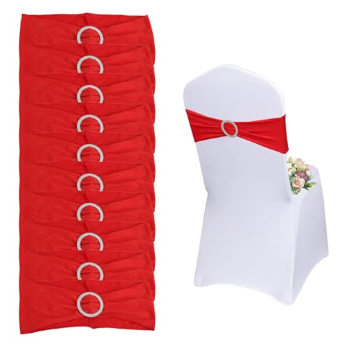 10 Stücke Hochzeit Stuhl Dekorationen Stretch Stuhl Schleifen Und Schärpen Stuhlhussen Polyester Strass Schnalle Rutsche Elastische Stuhlabdeckung Band Für Party Zeremonie Empfang Bankett von Cyrank