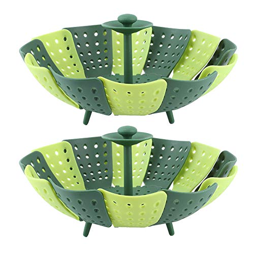 2 PCs Dampferkorb, faltbare erweiterbare Dampfer -Kochkorb mit ausziehbarem Griff passt an der verschiedenen Größe für Gemüse an. ﻿ von Cyrank