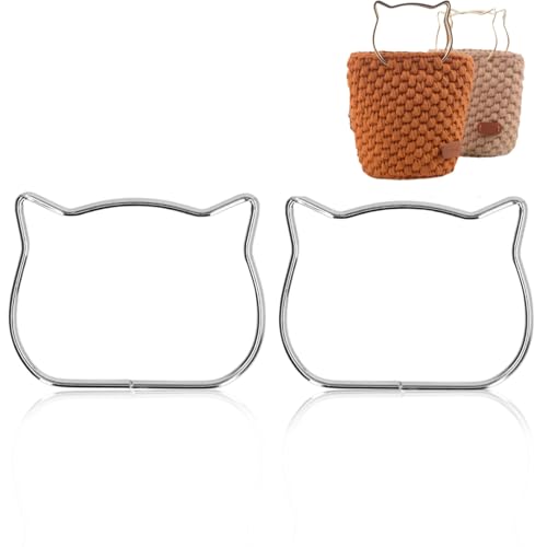 Cyrank 2 Stück Geldbörsengriffe, Metall Taschengriffe Katze Ohr Tasche Griff, Griffe in Katzenform, Ersatz-Metallgriffe, Rahmen für handgefertigte Taschen, Handtaschen, Geldbörsengriffe, 10cm(Silber) von Cyrank