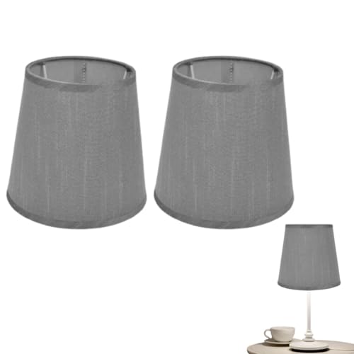 2er-Set Kerze Kronleuchter Lampenschirm, Nachttisch Lampenschirm Lampenschirm Kerzenlicht Hängelampe Lampenschirm Mini-Lampenschirm Lichtschirme Für Lampen Barrel Stoff Lampenschirm (Grau) von Cyrank