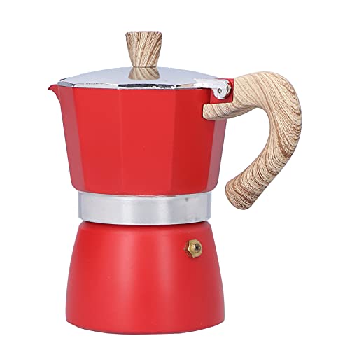 3 Tassen Mokkakanne, 3 Farben Herd Espressokocher Mini Espressokocher Klassischer Wasserkocher für Cappuccino, Latte Art(rot) von Cyrank