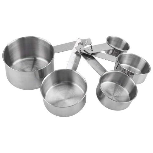 5 Stück Messbecher, Edelstahl-Messbecher-Set 250 ml, 125 ml, 80 ml, 60 ml, 30 ml Stapelbare Metall-Messbecher für Flüssigkeit und Trockenheit von Cyrank