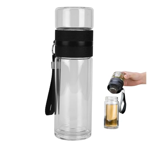 225 Ml Teeflasche Aus Glas Mit Sieb, Tee Flasche Teekanne to Go Glas-Tee-Ei-Flasche Tee-Ei-Becher Wasserflasche Mit Tee-Ei Tragbarer Reisebecher Klarer Reisebecher Doppelwandiges Glas Teeflasche von Cyrank