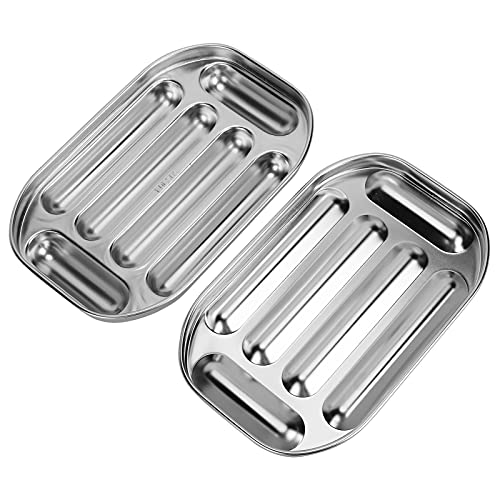 Antihaft-Wurstform, Edelstahl-Backform, Wurstmacher, 6 Mulden, DIY-Hot-Dog-Form für Ofen und Mikrowelle(S) von Cyrank