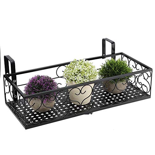 Balkon-Blumentopfständer, Schwarzes Balkon-Hängegeländer, Pflanzkorb, Blumentopfhalter, Pflanzeneisen, Zaun, Topfständer, Montiert, Rechteckige Pflanzenkörbe, Regaldekoration von Cyrank