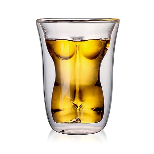 Bierglas, Ganzkörper-Schnapsglas, Sexy Nackter Miss-Muscle-Man-Klarglasbecher, Doppellagiges Bier-Whisky-Trinkglas Für Party-Treffpunkt-Bar(Frau) von Cyrank