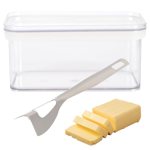Große Butterdose Mit Messer, Butterdose Kunststoff Mit Deckel Für Für 500 G Butter Butterschale Plastik Behälter Für Kühlschrank Mit Griffen, Zum Servieren Und Aufbewahren von Cyrank