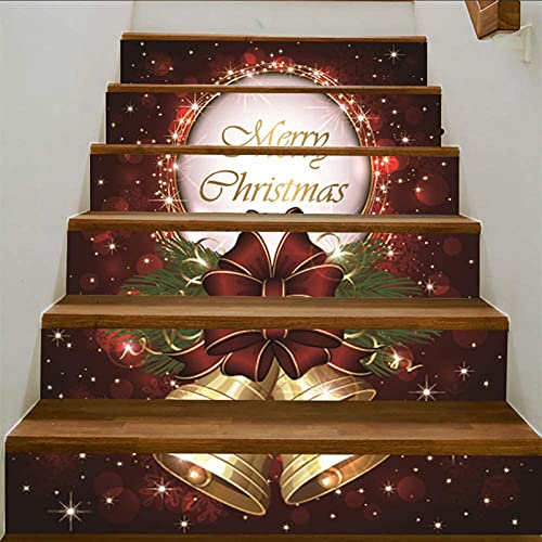 Cyrank 3D-Weihnachts-Treppenaufkleber, Selbstklebende weihnachtliche dekorative Treppen-Aufkleber, abziehbare Aufkleber, Treppenhaus-Aufkleber, Weihnachten(01) von Cyrank