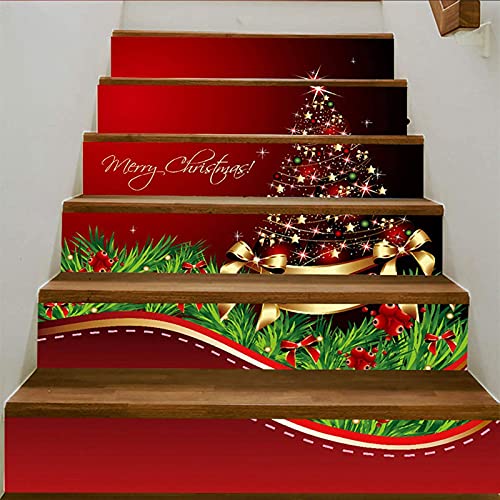 Cyrank 3D-Weihnachts-Treppenaufkleber, Selbstklebende weihnachtliche dekorative Treppen-Aufkleber, abziehbare Aufkleber, Treppenhaus-Aufkleber, Weihnachten(02) von Cyrank