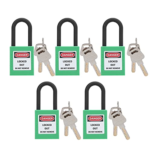 Cyrank 5 Lockout-Tagout-Schlösser, Sicherheits-Loto-Schlösser, Lockout-Vorhängeschlösser Mit Unterschiedlichen Schlüsseln Für Lock-Out-Tagout-Stationen Und -Geräte(Grün) von Cyrank
